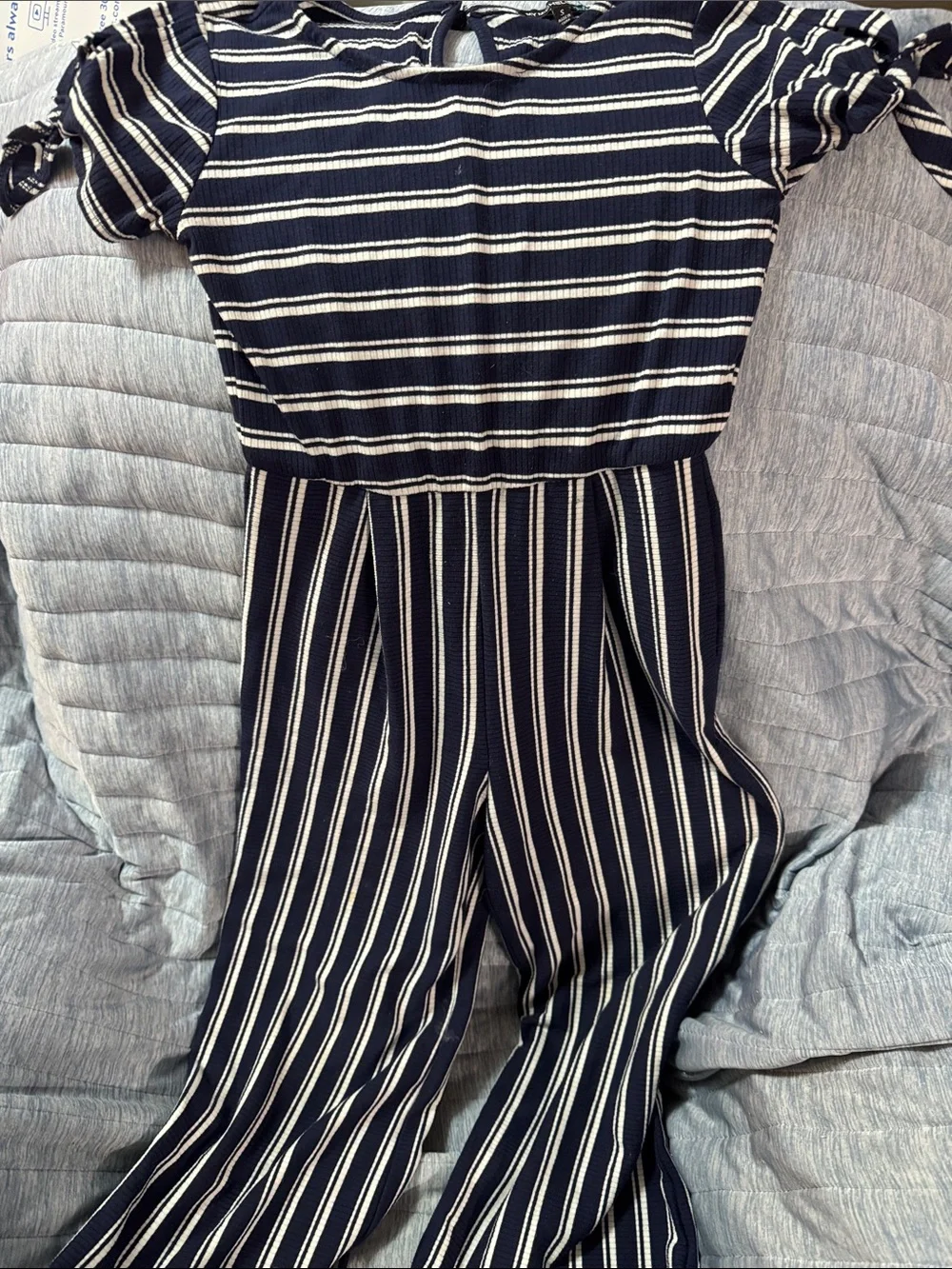 My Michelle Navy and White Striped Girls' Jumpsuit